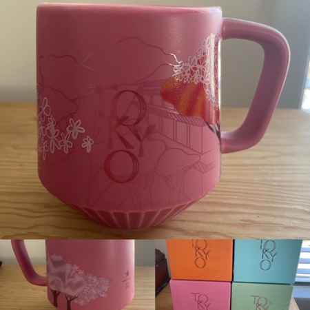 Starbucks City Mug 2023 355 ml. Tokyo Roastery Micro-blend Spring Pink Pleated Mug