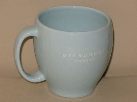 Starbucks City Mug 2005 Blue Gray White Letters Abbey Mug