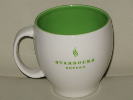 Starbucks City Mug 2004 Green on White Tea Leaf Logo Abbey Mug