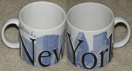 Starbucks City Mug New York Raised Letter--Blue