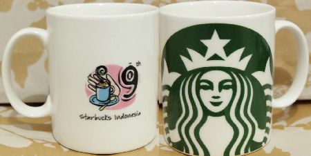 Starbucks City Mug Indonesia - 9th Anniversary White on Green Siren