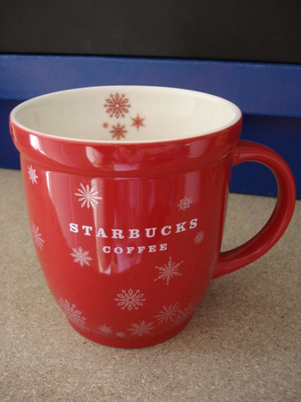 Starbucks City Mug 2009 Red Christmas Snowflakes Abbey Mug