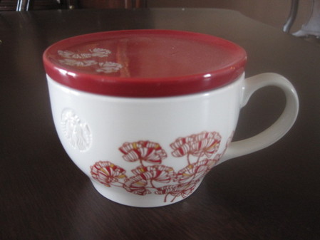 Starbucks City Mug White and Red mug with lid---2