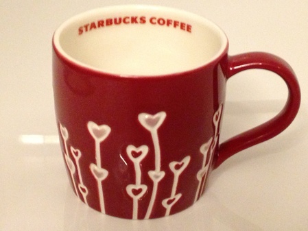 Starbucks City Mug 2009 Embossed Hearts Valentines Mug 14 oz