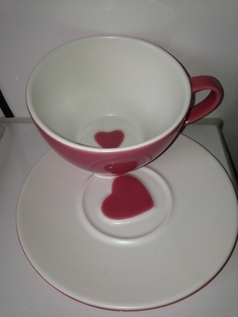 Starbucks City Mug 2005 Valentines Pink Heart mug with saucer