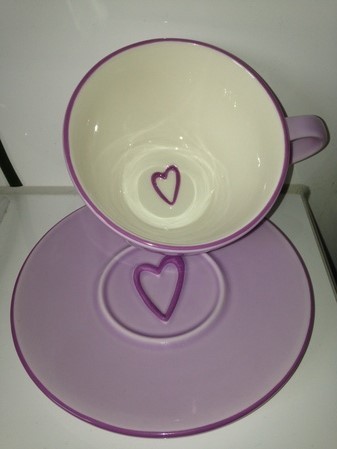 Starbucks City Mug 2006 Valentines Purple Heart Mug with saucer
