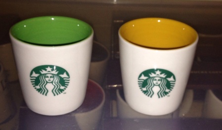 Starbucks City Mug Green Interior 2011 White on Green Logo Espresso Cup