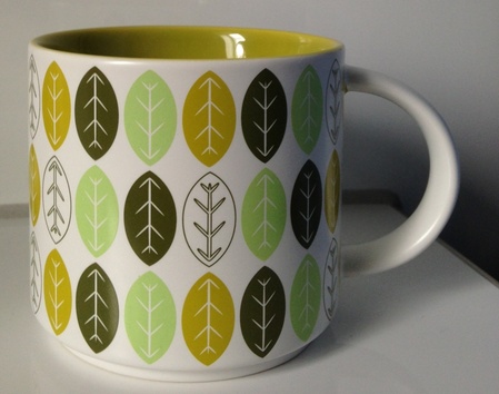 Starbucks City Mug 12oz Stackable Green Leaves Mug