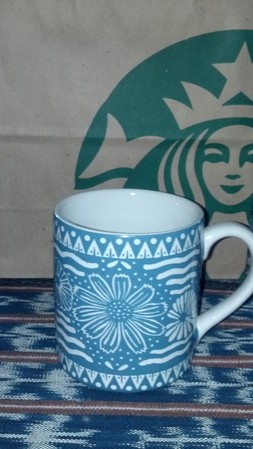 Starbucks City Mug Tribal Flower Pattern - grey blue, 12 fl. oz