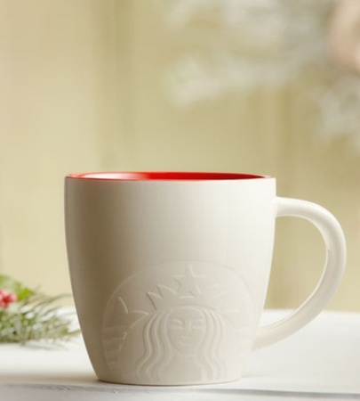 Starbucks City Mug 2013 Red Interior Etched Siren Mug 14oz