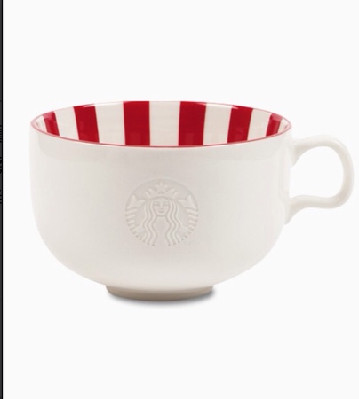 Starbucks City Mug 2013 Red and White Stripes Embossed Logo Teacup 12oz