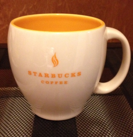 Starbucks City Mug 2004 Yellow on White Tea Leaf Logo Mug