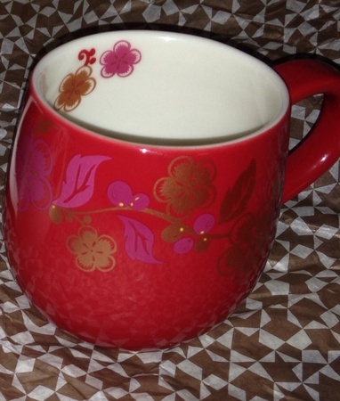 Starbucks City Mug 2014 CNY Red Flower Ornament Mug 12oz