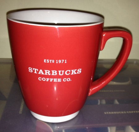 Starbucks City Mug 2007 White 1971 Logo on Red with White Trim