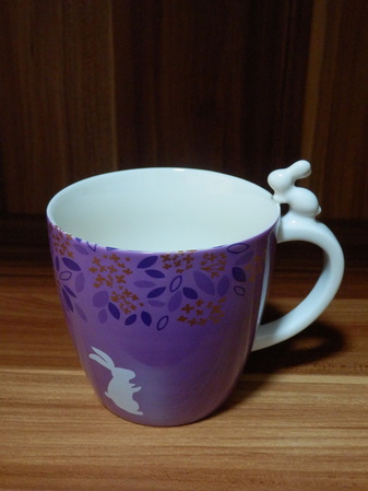 Starbucks City Mug 2013 Mid Autumn Festival Purple Ornament Mug with white Rabbit