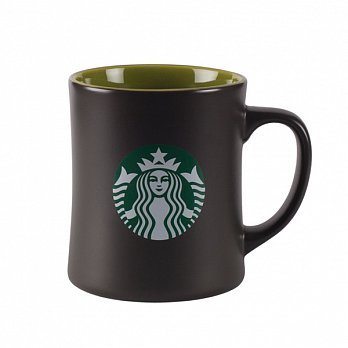 Starbucks City Mug 2014 16th anniversary Black Mug Green Interior 16 oz