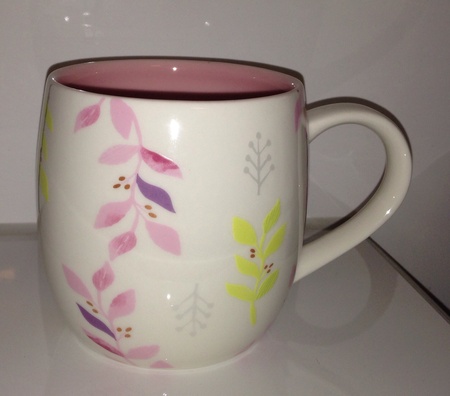 Starbucks City Mug 2014 Pink Interior Spring Flower Mug 14oz
