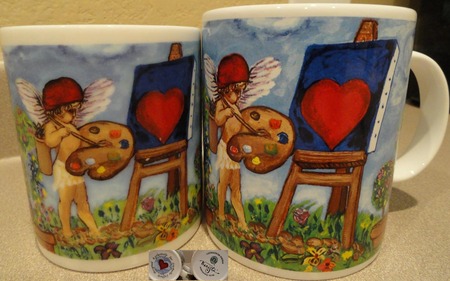 Starbucks City Mug Cherub painting Heart, 1st version