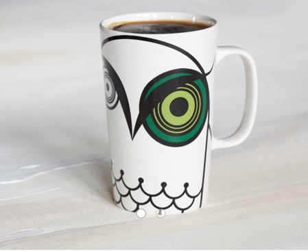 Starbucks City Mug 2014 Dot Collection Owl Mug 16oz