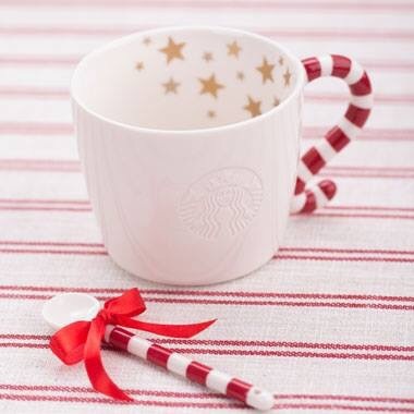 Starbucks City Mug 2014 Candy Cane Mug with Spoon