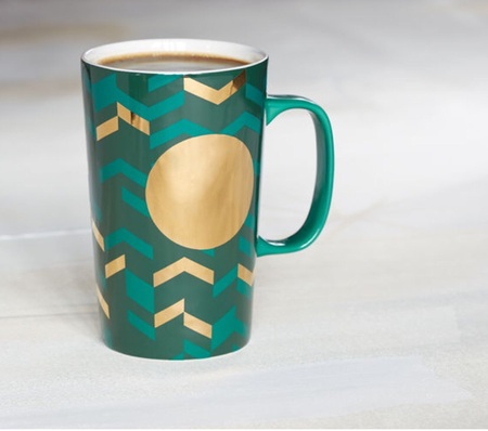 Starbucks City Mug 2014 Dot Collection Green Chevron Mug 16oz