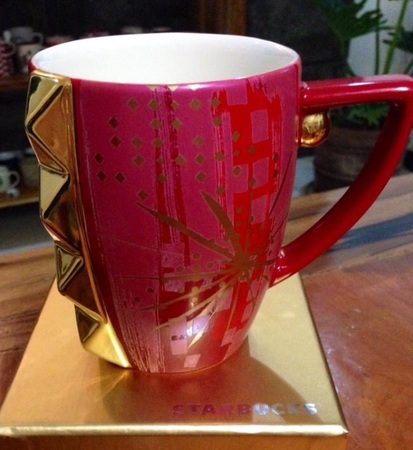 Starbucks City Mug 2014 Red and Gold Jewel Mug