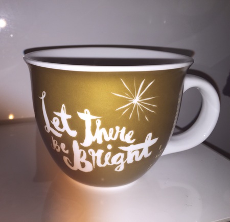 Starbucks City Mug 2014 Gold Let There Be Bright Mug 14oz