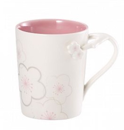 Starbucks City Mug 2015 White Plum Blossom Mug with Flower Handle