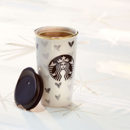 Starbucks City Mug 2014 Double Wall Travel Mug: Black Hearts