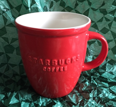 Starbucks City Mug 2008 Abbey Style Raised Letters Red Mug