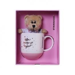 Starbucks City Mug 2016 Chinese Valentines Pink mug with bearista keychain