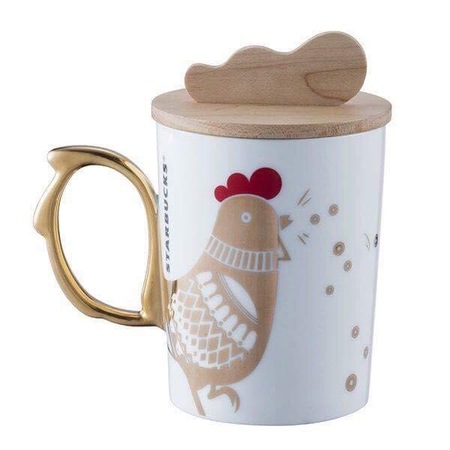 Starbucks City Mug 2017 Year of the Rooster Mug with Wooden Lid