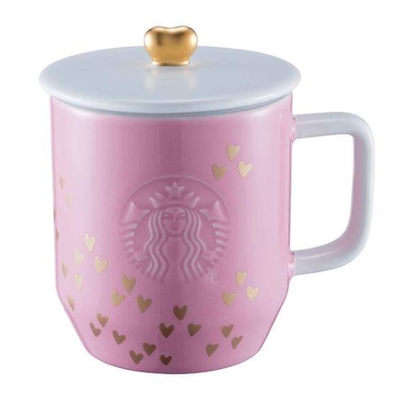 Starbucks City Mug 2017 Valentine's Day Gold Heart Lid Mug