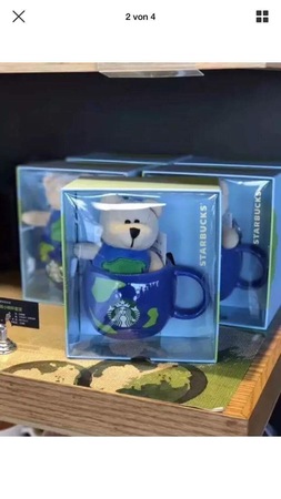 Starbucks City Mug 2017 Earth Globe Mug with Mini Bearista
