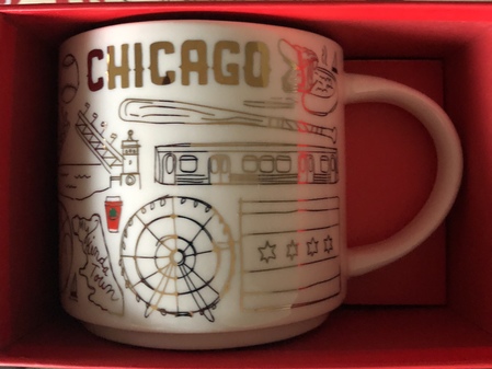 Starbucks City Mug 2018 Chicago Gold Holiday Been There Series