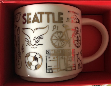 Starbucks City Mug 2018 Seattle Gold Holiday Been There Series