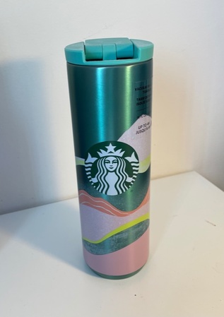 Starbucks City Mug 2019 16 oz. Green Wavy Pattern Vacuum Insulated Stainless Tumbler