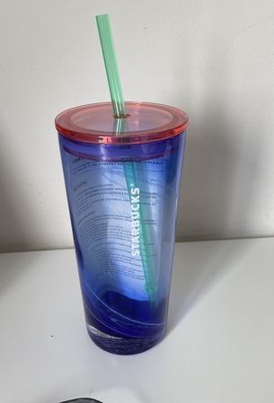 Starbucks City Mug 2022 Summer 18 oz. Blue Swirl Glass Tumbler