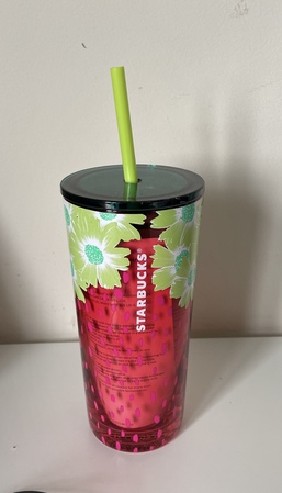 Starbucks City Mug 2022 18 oz. Summer Strawberry Floral Glass Tumbler