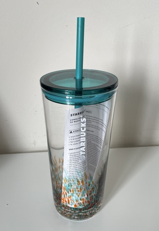 Starbucks City Mug 2022 18oz. Summer Beach Grass Floral Glass Tumbler
