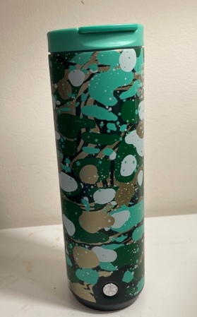 Starbucks City Mug 2022 Christmas 16 oz. Green Floral Stainless Steel Tumbler