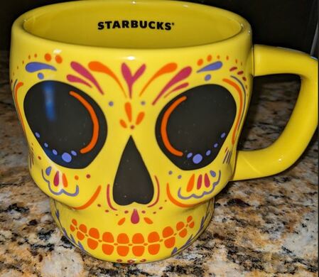 Starbucks City Mug Starbucks Mexico 2022 Dia De Los Muertos Mug (Yellow Sugar Skull)